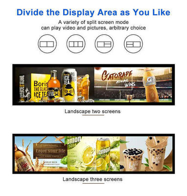 24 Inch Ultra Wide Resolution Dải kéo dài loại LCD Quảng cáo hiển thị Sự lựa chọn hoàn hảo cho bán lẻ kệ siêu thị