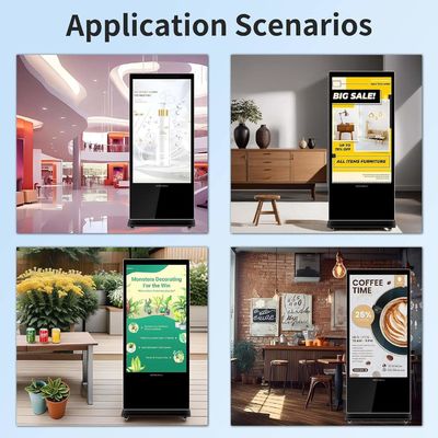 Màn hình hiển thị quảng cáo LCD 75 inch AD Kiosk dọc Android màn hình cảm ứng sàn đứng Totem