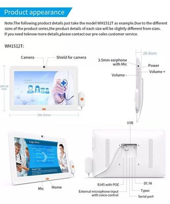 Bệnh viện 15.6inch Tablet chăm sóc sức khỏe Android tất cả trong một máy tính bảng ngành công nghiệp y tế với máy ảnh xử lý cuộc gọi