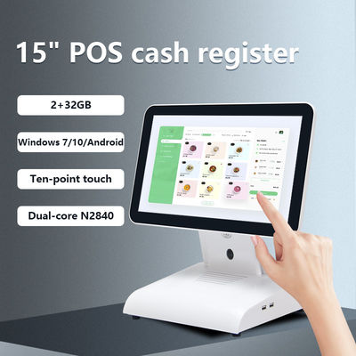 15 inch N2840 Máy POS máy tính để bàn Nhà hàng POS Terminal 2 + 32GB Tất cả trong một hệ thống POS với màn hình khách hàng