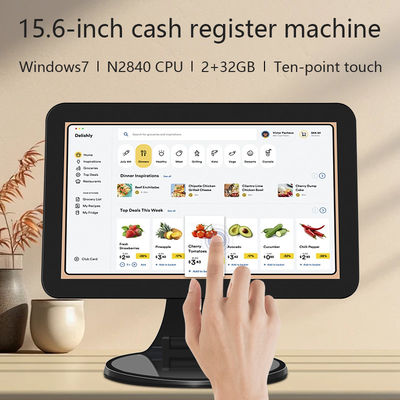 Máy tính tiền POS để bàn màn hình cảm ứng 15.6 inch N2840 2+32GB, có máy quét, dành cho bán lẻ