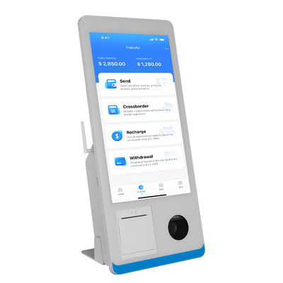 Nhà hàng tự phục vụ Đặt hàng Kiosk Windows 8+128GB Kiosk thanh toán tự phục vụ với máy in Nfc QR Code Scanner