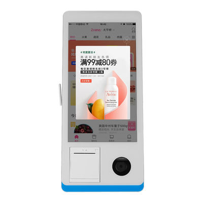 Nhà hàng tự phục vụ Đặt hàng Kiosk Win 8+128GB Kiosk thanh toán tự phục vụ với máy in Nfc QR Code Scanner