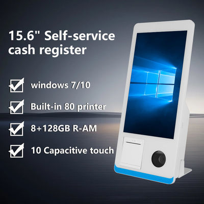 Nhà hàng tự phục vụ Đặt hàng Kiosk Win 8+128GB Kiosk thanh toán tự phục vụ với máy in Nfc QR Code Scanner