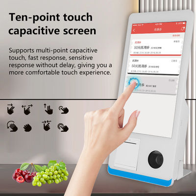 Nhà hàng tự phục vụ Đặt hàng Kiosk Win 8+128GB Kiosk thanh toán tự phục vụ với máy in Nfc QR Code Scanner