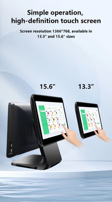 Hệ thống POS màn hình cảm ứng kép 13.3/15.6 inch I3 Hệ điều hành Windows Thiết bị đầu cuối POS cho cửa hàng bán lẻ với chân đế gập