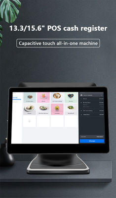Hệ thống POS màn hình cảm ứng kép 13.3/15.6 inch I3 Hệ điều hành Windows Thiết bị đầu cuối POS cho cửa hàng bán lẻ với chân đế gập