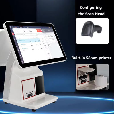 Thiết bị POS màn hình cảm ứng kép 15.6 inch chạy hệ điều hành Android cho hệ thống POS và thu ngân tất cả trong một
