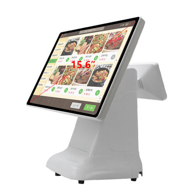Máy POS thu ngân Win kiểu dáng đơn giản bằng nhựa và màn hình kép 15.6 inch All-in-One cho Win