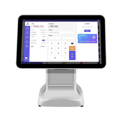 Máy tính tiền sản phẩm 15.6 inch Android POS All in One Siêu thị Mini với Đầu ra Máy in Màu
