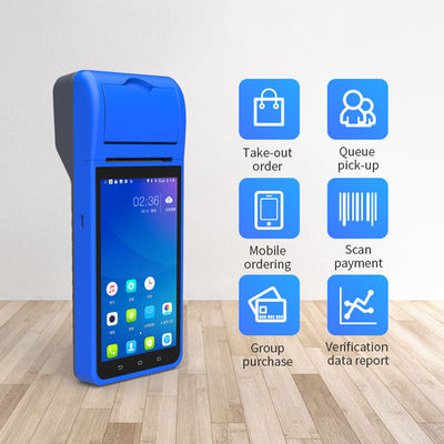 Máy POS Android cầm tay 5.5" Máy tính tiền Màn hình cảm ứng Thiết bị đầu cuối POS di động WiFi USB NFC Thanh toán cho Bán lẻ Xanh lam