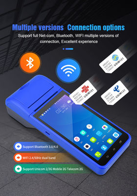 Máy POS Android cầm tay 5.5" Máy tính tiền Màn hình cảm ứng Thiết bị đầu cuối POS di động WiFi USB NFC Thanh toán cho Bán lẻ Xanh lam