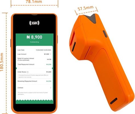 Máy POS di động hệ điều hành Android 5.45 inch, thiết bị đầu cuối thu ngân thông minh cầm tay có máy in, loại đầu ra đơn sắc và Wifi
