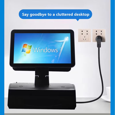 15.6 inch màn hình cảm ứng kép tất cả trong một hệ thống POS với hòm tiền và xây dựng trong máy in 58mm 2GB RAM siêu thị