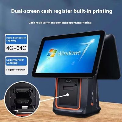 Máy thanh toán nhà hàng bán lẻ 15.6 inch Hệ thống POS màn hình kép với hệ điều hành Win và Android POS