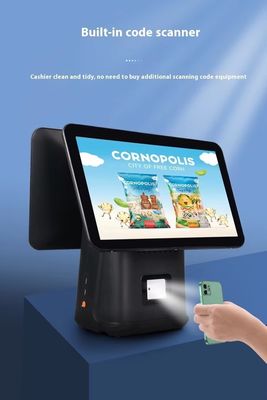 Máy thanh toán nhà hàng bán lẻ 15.6 inch Hệ thống POS màn hình kép với hệ điều hành Win và Android POS