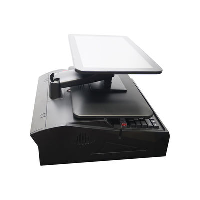 OEM ODM 15.6Inch màn hình kép Win7 Pos Bảng thu tiền N2840 Cpu 2 + 32GB Bàn máy tính để bàn POS Terminal với Máy in 58mm, Bàn phím