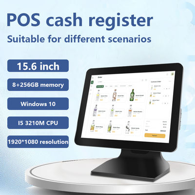 15.6 " 8 + 256GB Bộ nhớ lớn POS Khóa thanh toán 1080P Win10 Máy POS màn hình cảm ứng với màn hình hiển thị khách hàng