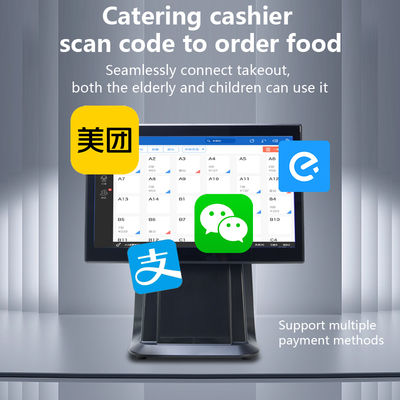 Máy POS cảm ứng màn hình 15.6" hiệu năng cao, bộ xử lý I3, tất cả trong một, dành cho siêu thị và bán lẻ, có màn hình hiển thị cho khách hàng