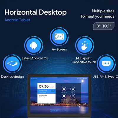 Máy tính bảng Android để bàn ngang 10.1 inch Màn hình cảm ứng RJ45 POE đầu đọc NFC Nguồn điện Doanh nghiệp công nghiệp phía trước khách sạn nhà hàng Cửa hàng bán lẻ sử dụng trên bàn