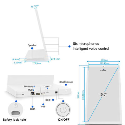Máy tính bảng bán lẻ NFC 15.6 inch Rockchip lõi tứ hình chữ L, máy tính bảng Android, phục vụ nhà hàng