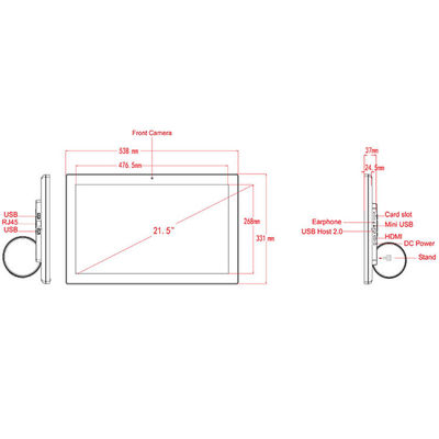 High Definition RK3399 21 Inch Android Tablet / Tất cả trong một màn hình cảm ứng máy tính