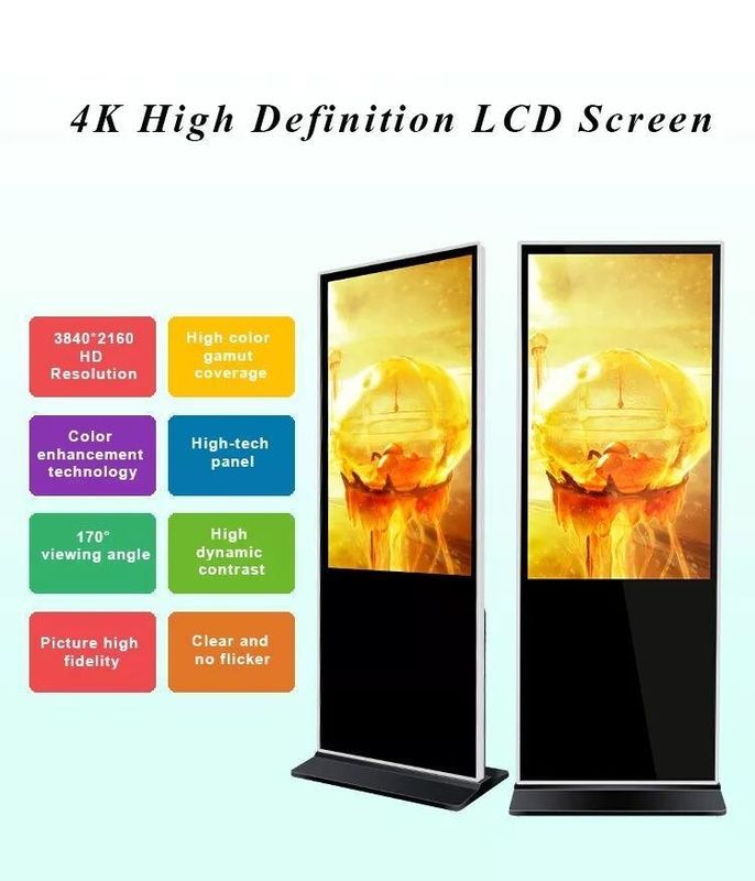 Máy phát quảng cáo LCD 55 inch trong nhà với thiết kế đứng trên sàn và biển báo kỹ thuật số