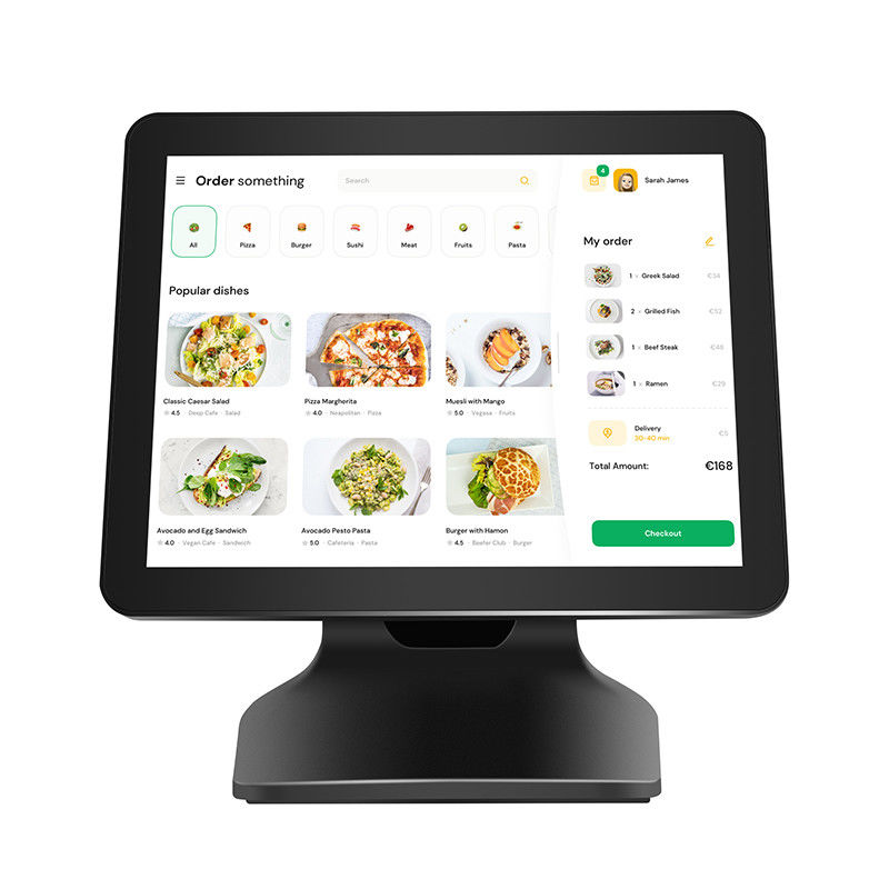 Tiệm siêu thị Nhà hàng 15.6 Inch Win10 Hệ thống sổ đăng ký tiền mặt với Terminal POS màn hình duy nhất và màn hình cảm ứng dung lượng
