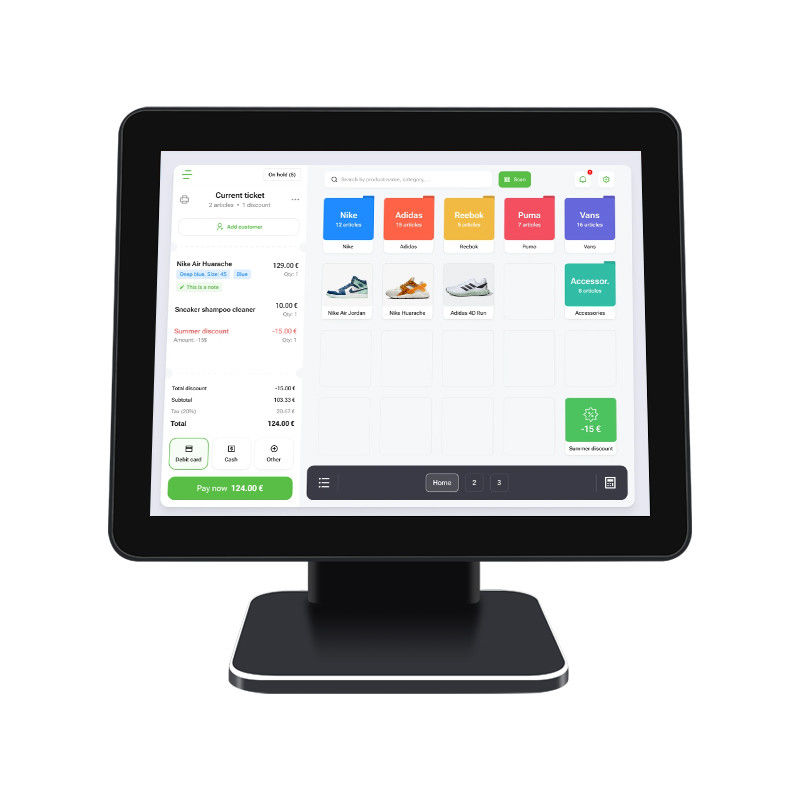 15.6 Inch Touch Screen POS System Win7/10 Máy in Máy thanh toán Máy tính để bàn Máy ghi tiền điện tử với máy in