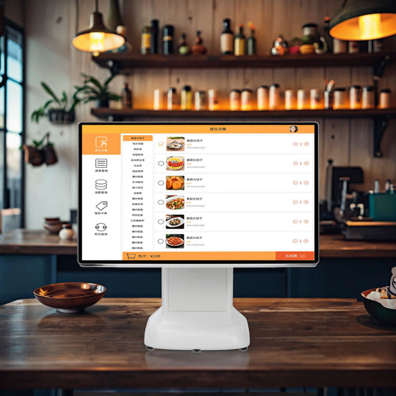 Máy POS thu ngân Windows kiểu dáng đơn giản bằng nhựa và màn hình kép 15.6 inch All-in-One cho Windows