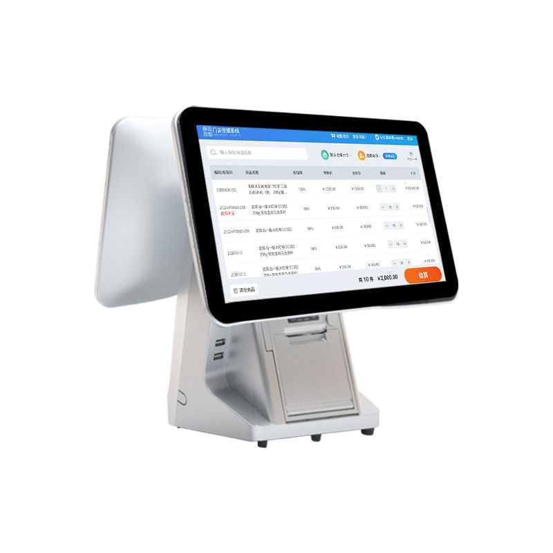 15.6' 14' Máy POS hệ thống Android màn hình kép với ngăn thanh toán tiền mặt và tất cả trong một cảm ứng thông minh phần mềm POS đầu cuối