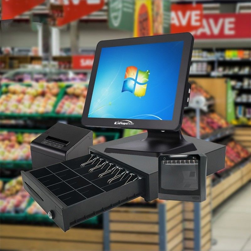 Máy in chuyển nhiệt và màn hình khách hàng để thanh toán tiền mặt không rắc rối trong hệ thống POS trung tâm mua sắm
