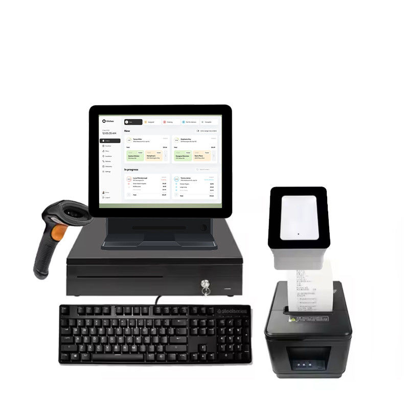 Hệ thống POS màn hình cảm ứng 15.6" cao cấp với Máy tính tiền hiển thị khách hàng, Thiết bị thanh toán phần mềm
