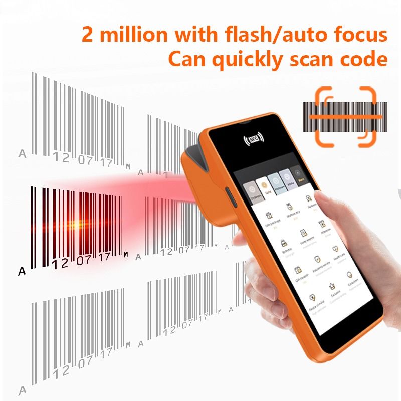 5.45 inch Máy Pos cầm tay thông minh NFC Điện thoại thanh toán đầu cuối Orange POS System với máy in máy ảnh